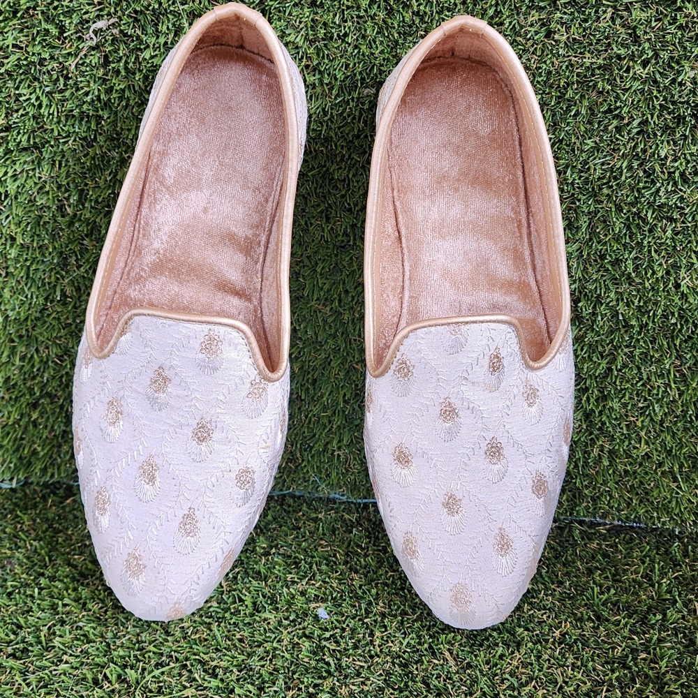 Indian Wedding Shoes for Men Sherwani Loafers Mojari Slip On Size 6